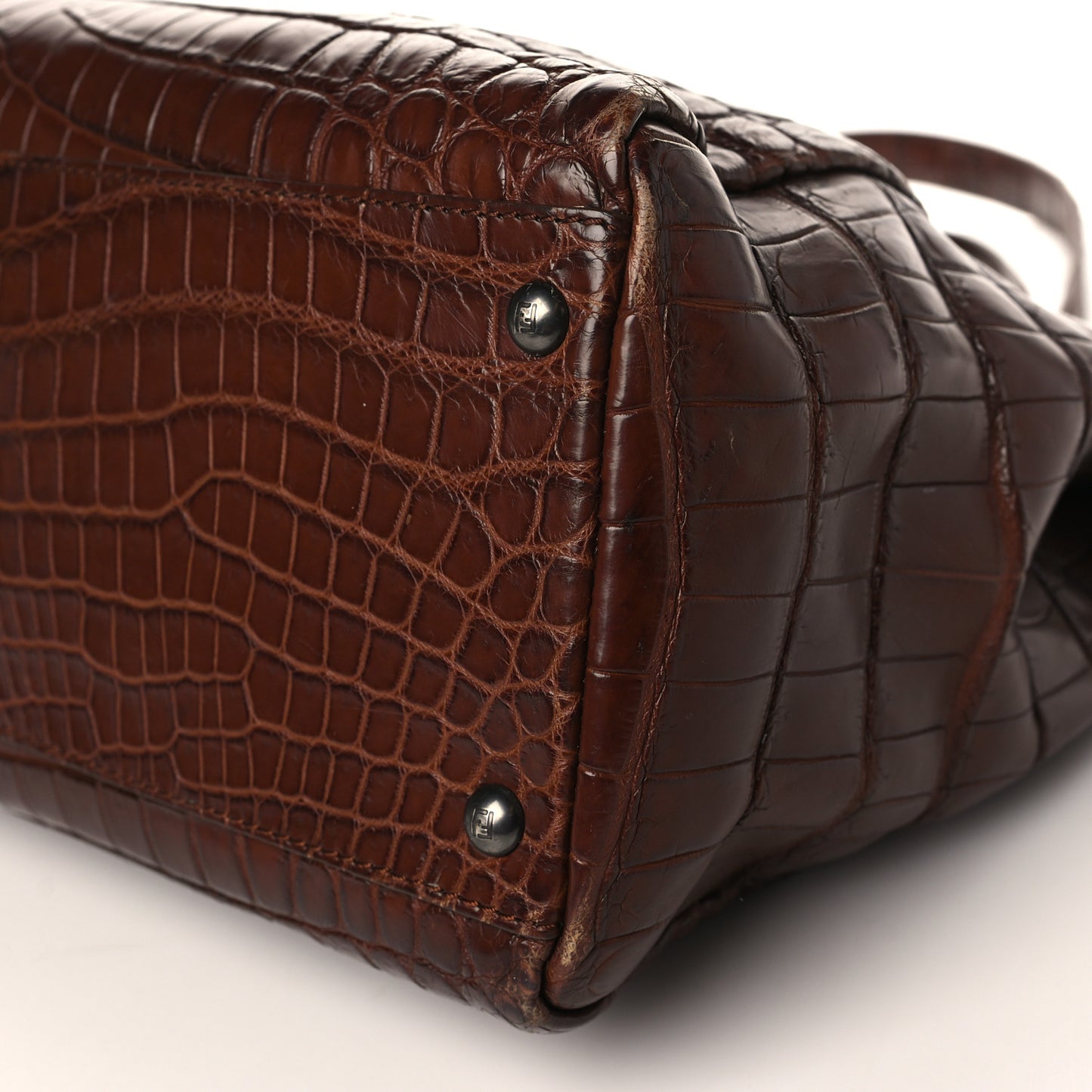 Crocodile Large Peekaboo Iconic Satchel Brown