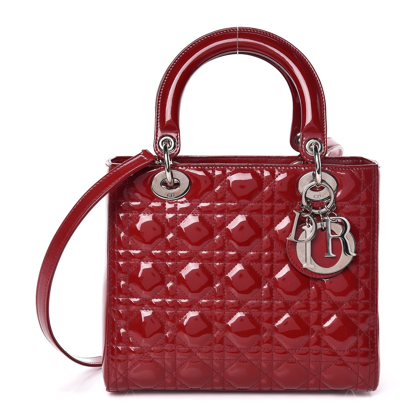 Patent Cannage Medium Lady Dior Red