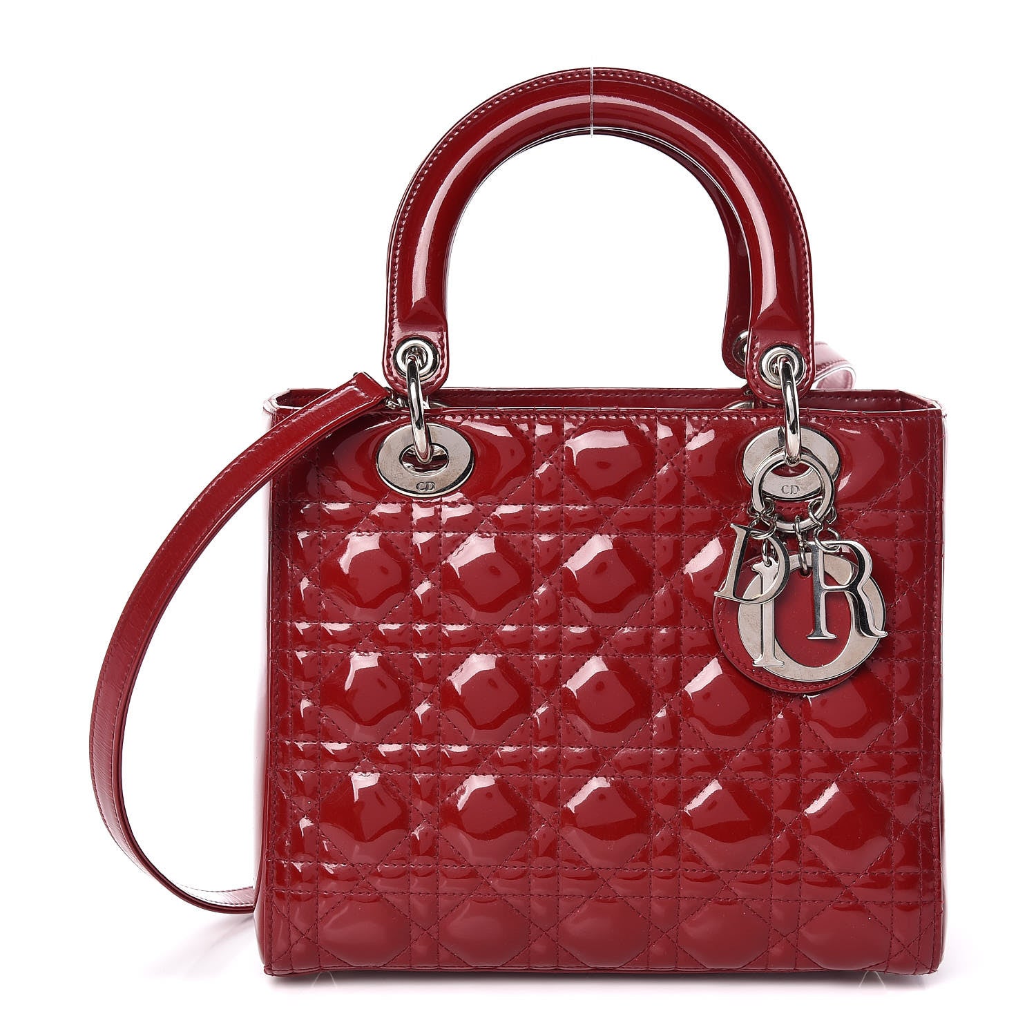 Christian Dior Patent Cannage Medium Lady Dior Red 1 of 13