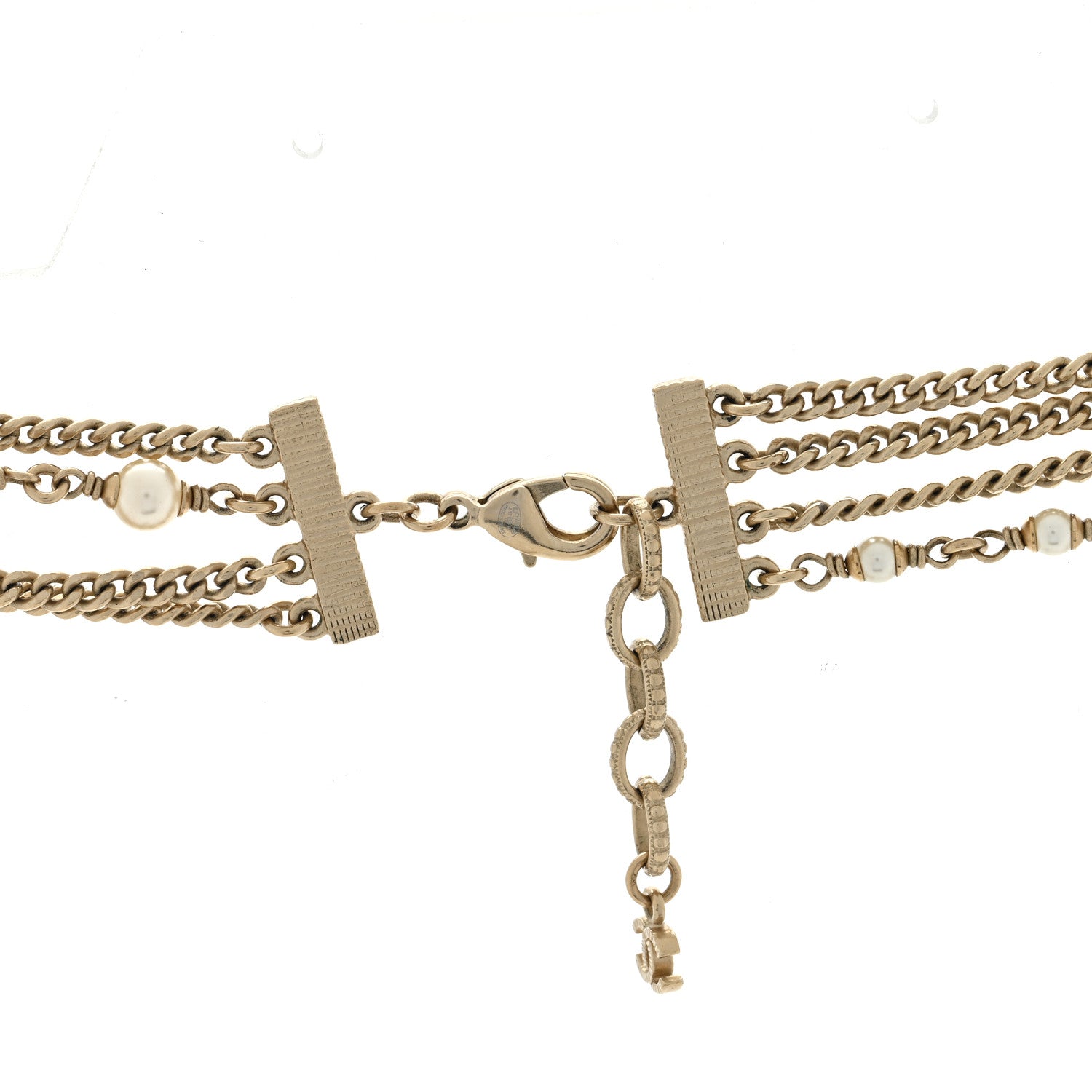 Chanel Pearl CC Star Four Strand Necklace Silver 4 of 4