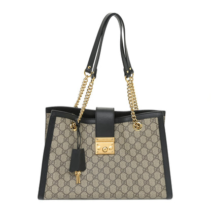 Gucci GG Supreme Monogram Medium Padlock Tote Black 1 of 10