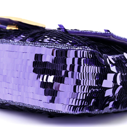 Fendi Sequin Paillettes Shiny Nappa Sex and the City Baguette Viola Purple Rain 9 of 10