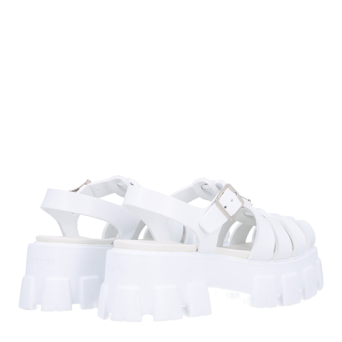 Foam Rubber Metal Triangle Logo Monolith 55mm Cage Sandals 38 White