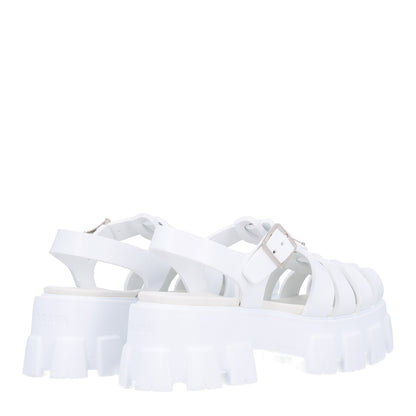 Prada Foam Rubber Metal Triangle Logo Monolith 55mm Cage Sandals 38 White 5 of 10