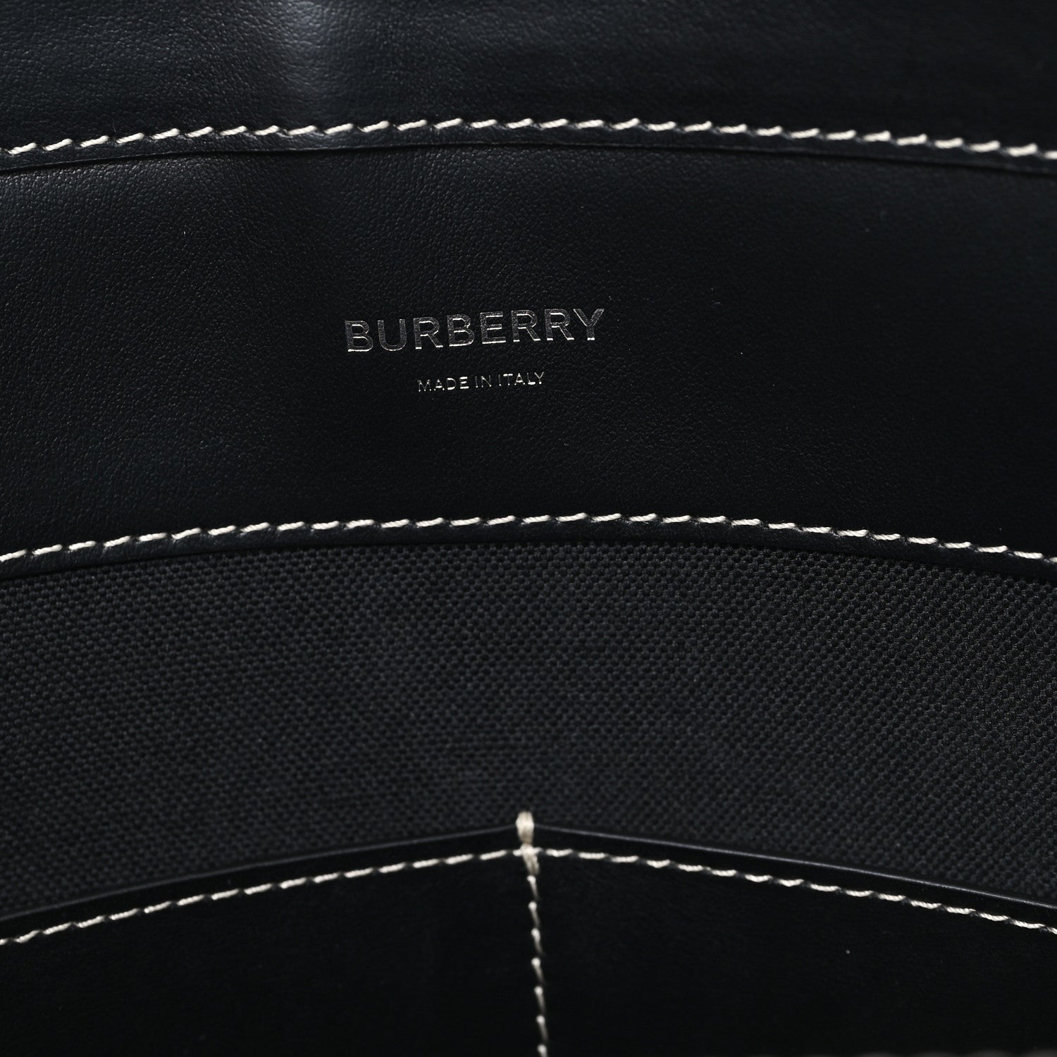 Burberry Canvas Smooth Calfskin Two Tone Medium Pocket Bag Black White 6 of 12