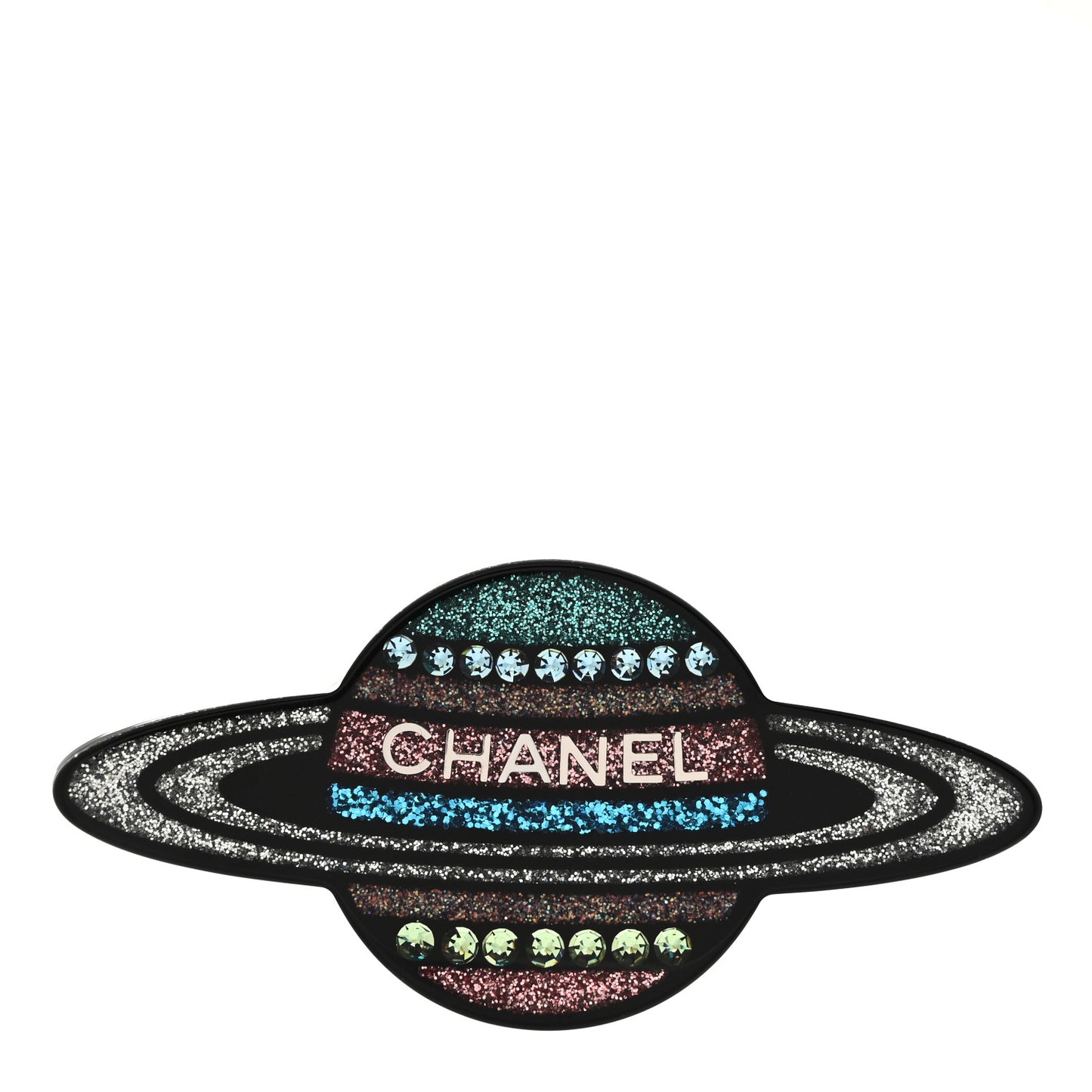 Glittered Resin Strass Planet Brooch Silver Blue Pink