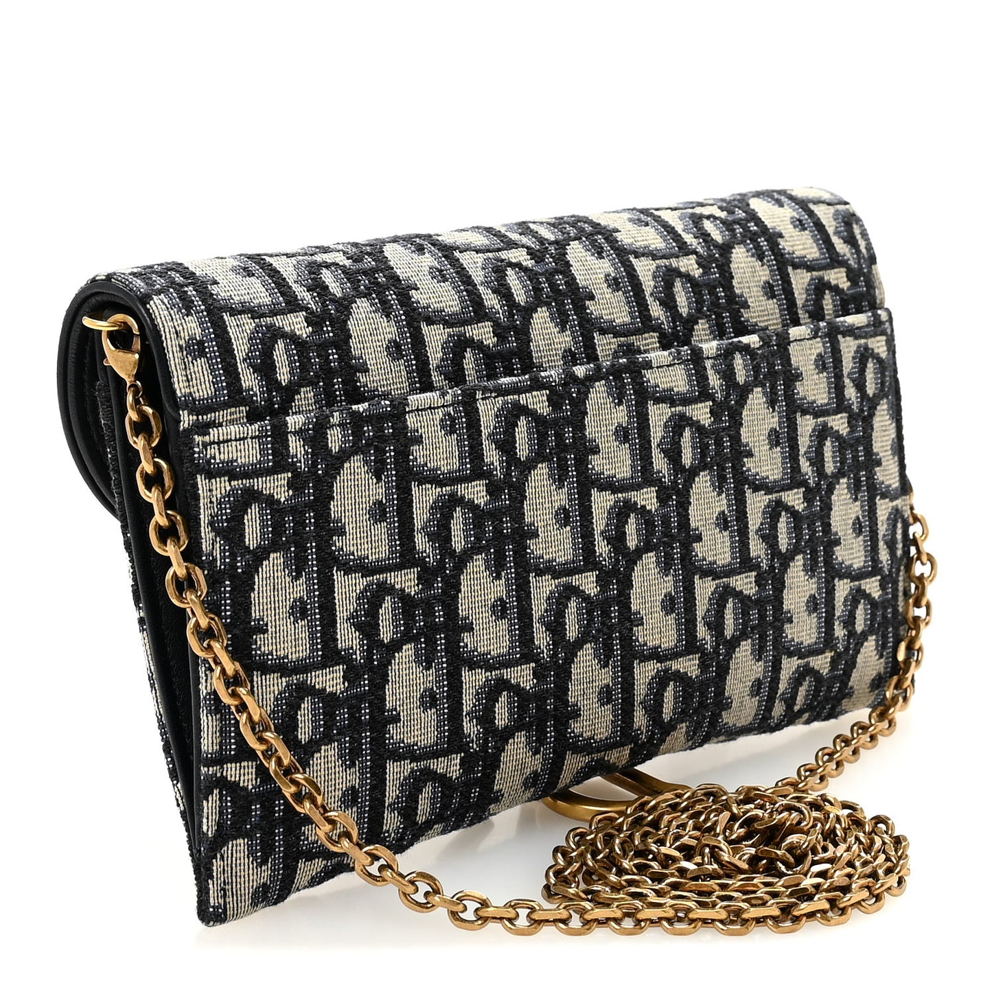 Oblique Saddle Chain Long Wallet Blue