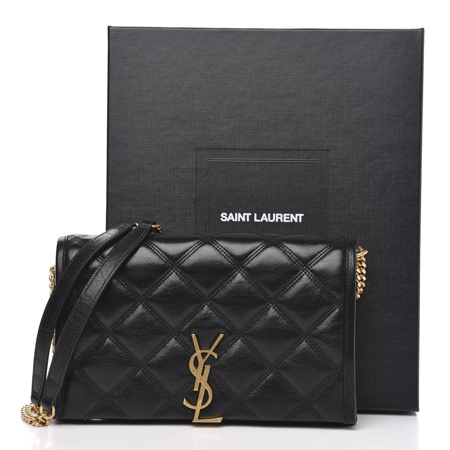 Lambskin Diamond Quilted Becky Chain Wallet Black
