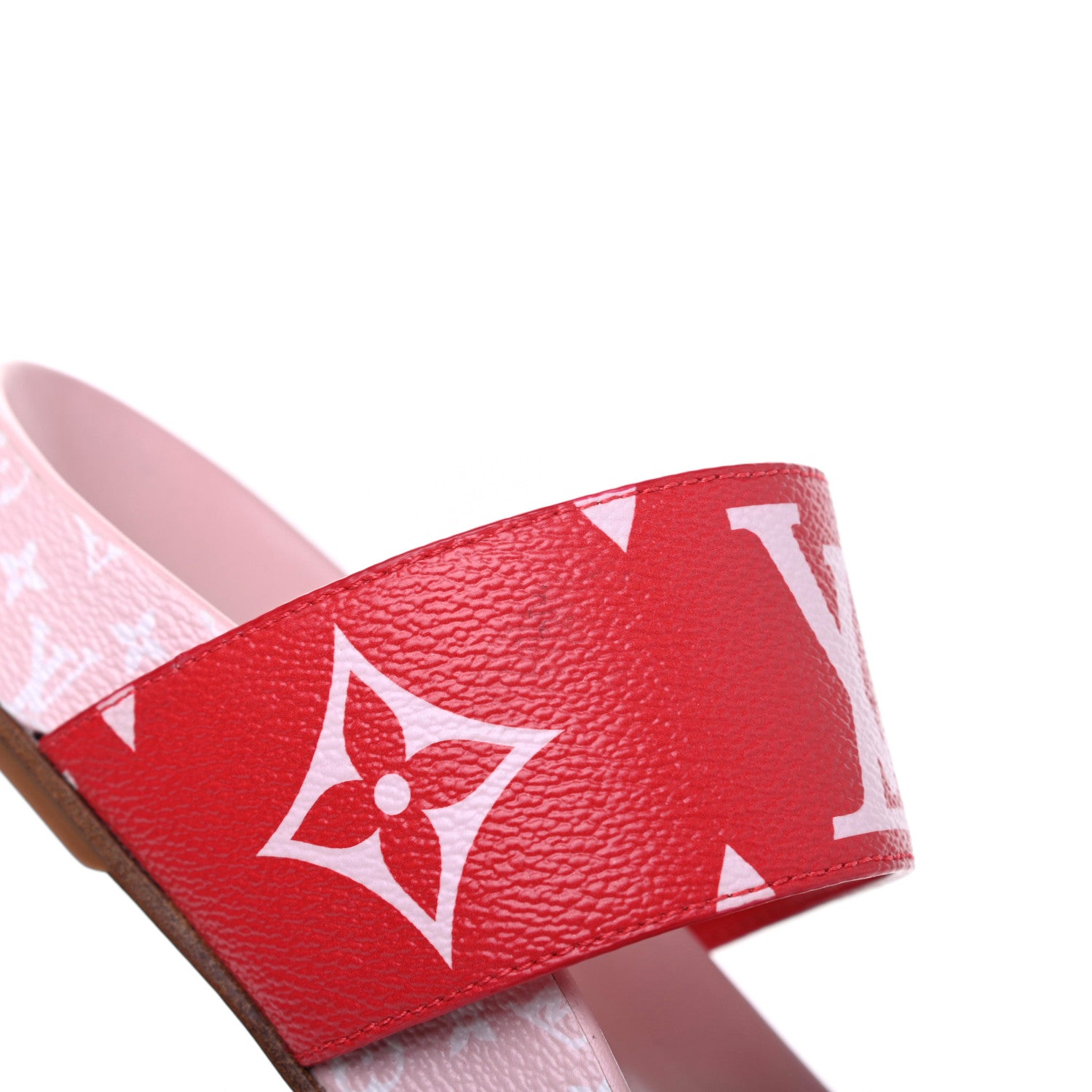 Louis Vuitton Monogram Giant Bom Dia Flat Mule Sandals 37.5 Rouge Rose 13 of 18