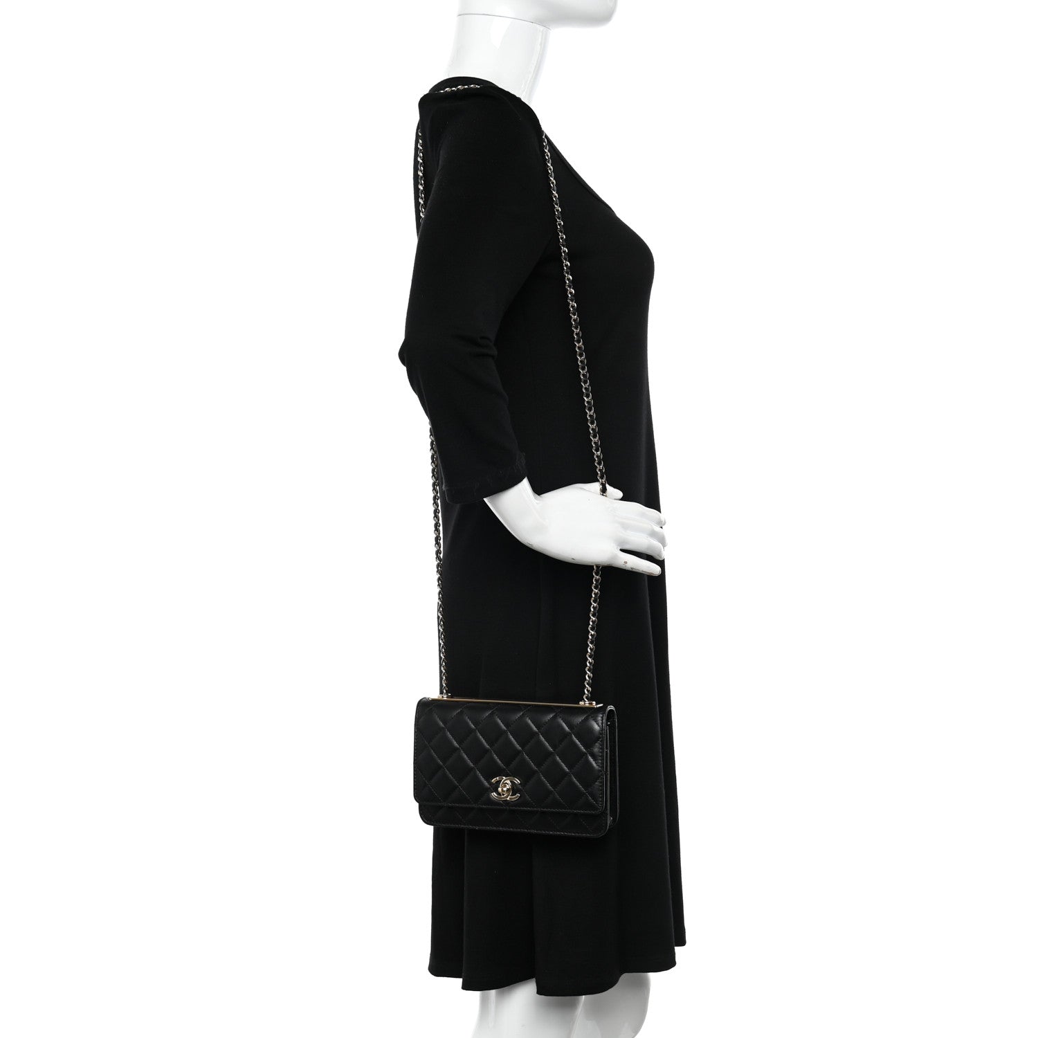 Chanel Lambskin Quilted Trendy CC Wallet On Chain WOC Black 2 of 13