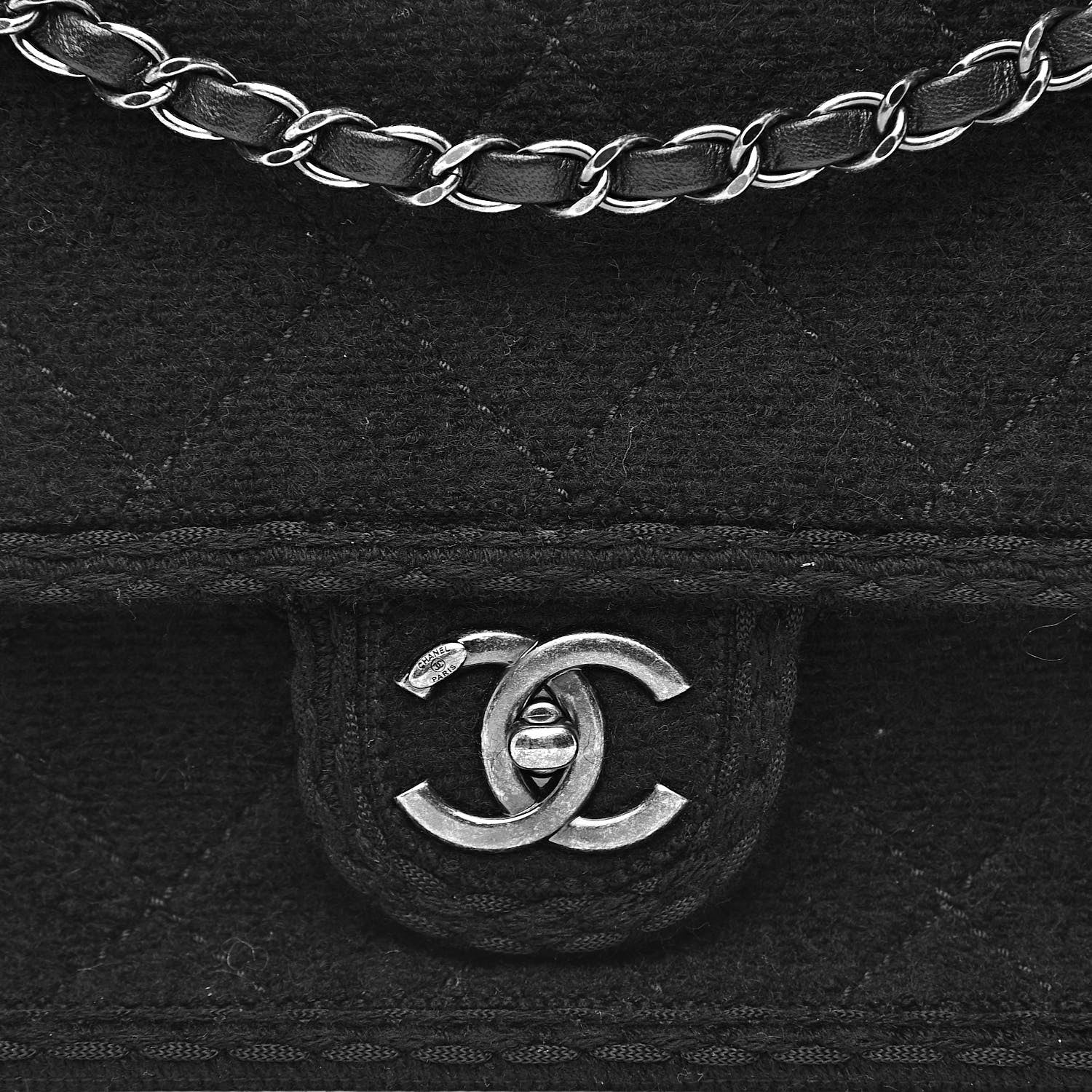 Chanel Wool Quilted Medium Edelweiss Single Flap Black 10 of 11