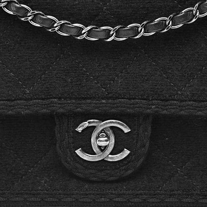 Chanel Wool Quilted Medium Edelweiss Single Flap Black 10 of 11