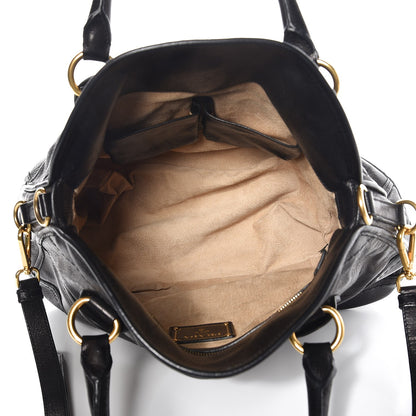 Prada Cervo Deerskin Dome Satchel Black 6 of 10