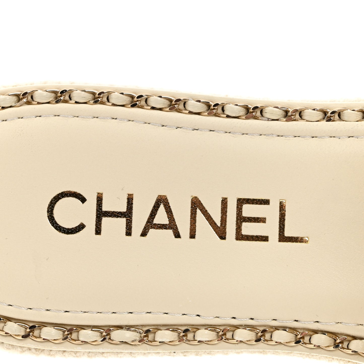 Wool Alpaca Chain CC Slide Sandals 38 Ivory