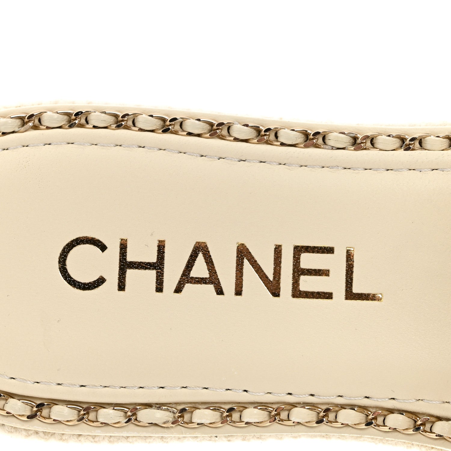 Chanel Wool Alpaca Chain CC Slide Sandals 38 Ivory 8 of 10