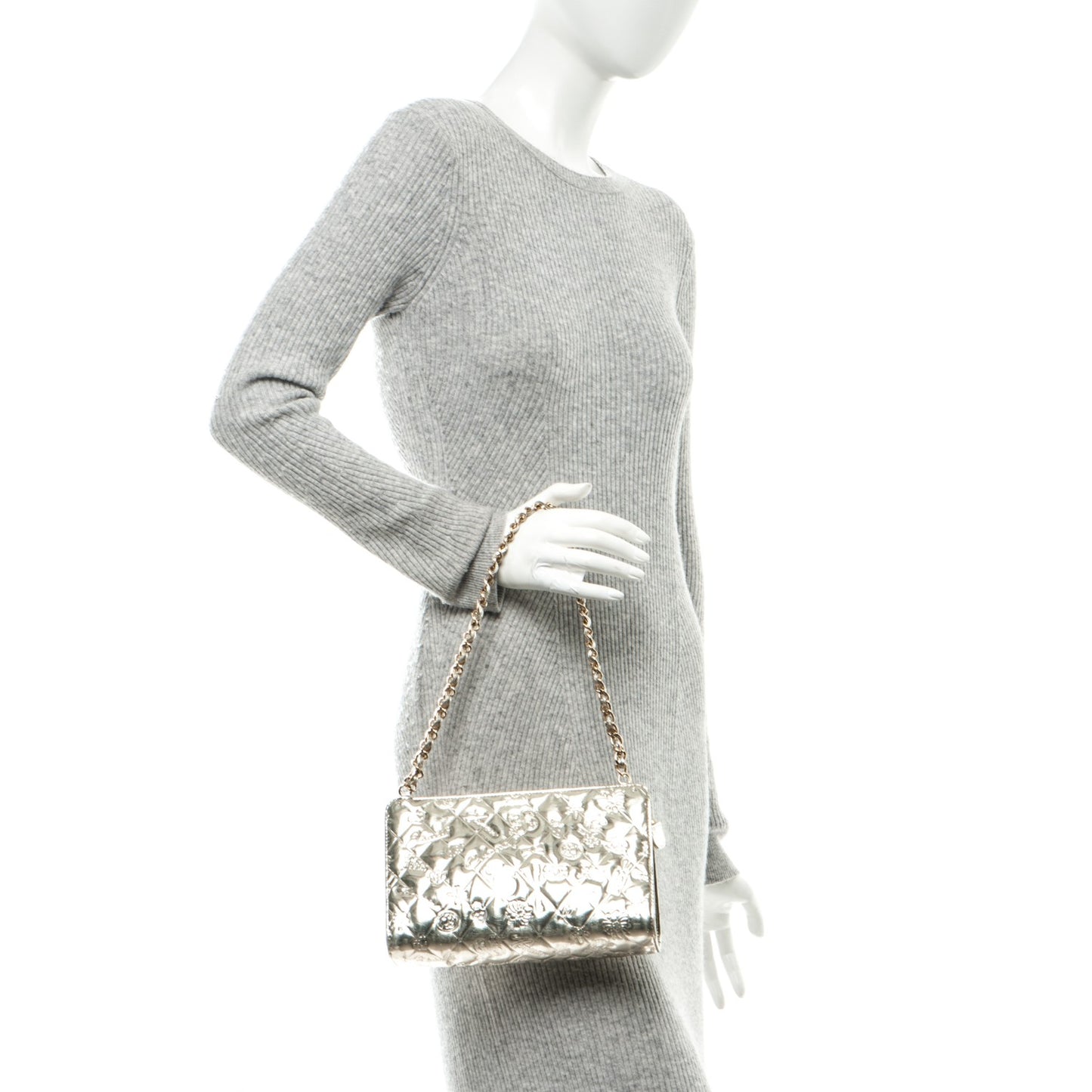 Metallic Patent Calfskin Lucky Symbols Pochette Gold