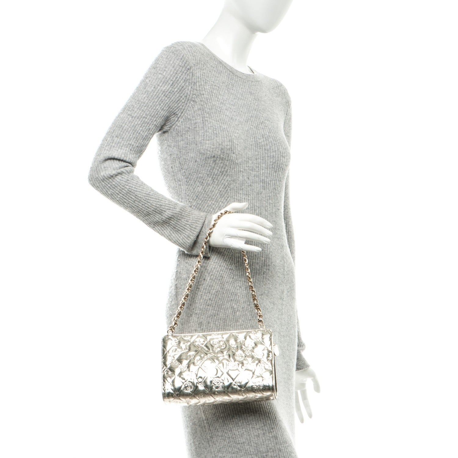 Chanel Metallic Patent Calfskin Lucky Symbols Pochette Gold 2 of 9