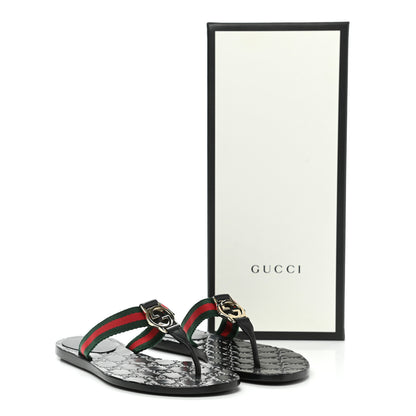 Gucci Nylon Guccissima Web Womens Thong Sandals 35 Green Red Black 8 of 8