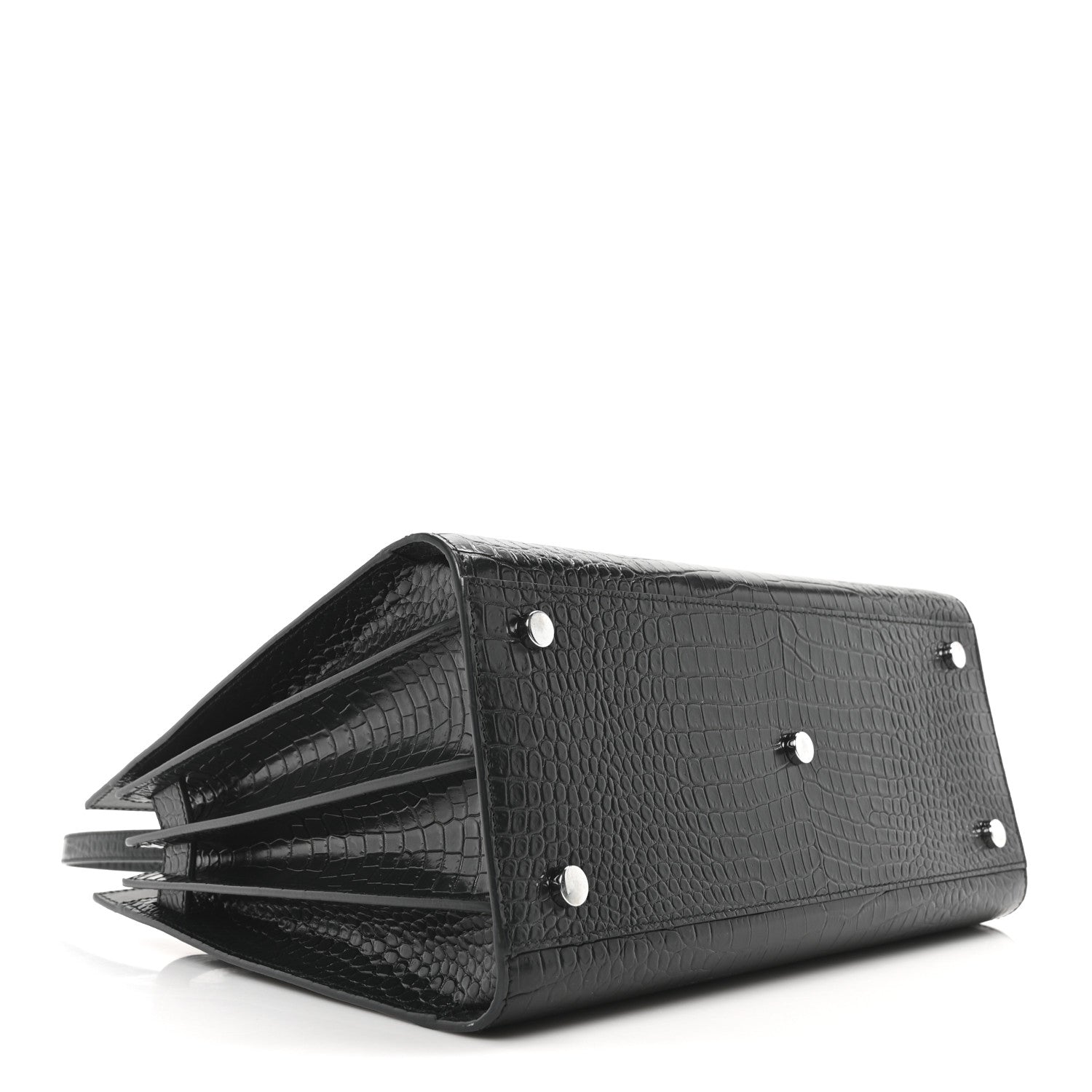 Saint Laurent Patent Crocodile Embossed Small Sac de Jour Dark Green 4 of 9