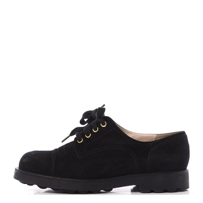 Chanel Suede CC Lace Up Oxford 39.5 Black 1 of 10