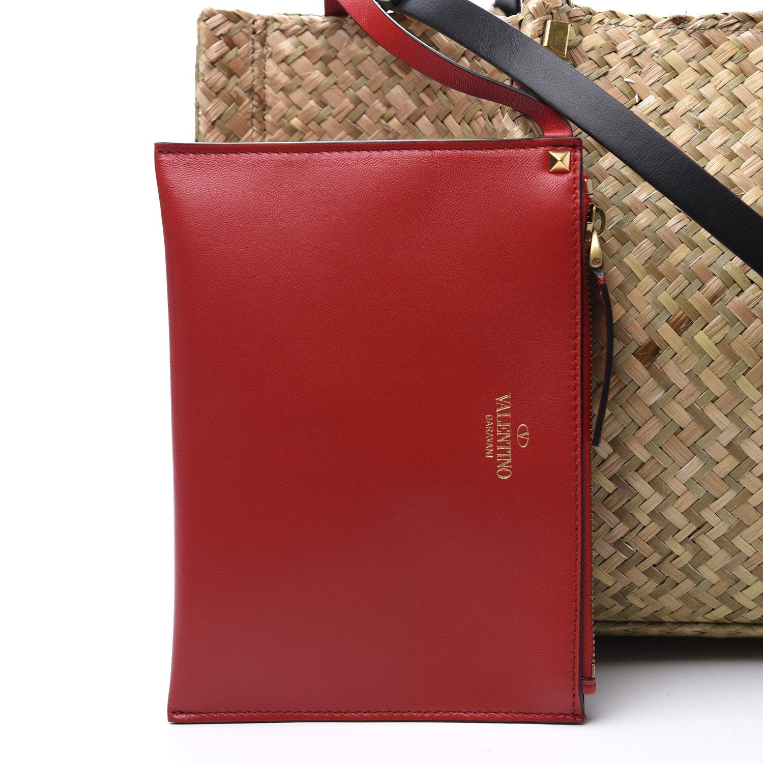 Valentino Garavani Raffia Medium Vlogo Escape Shopper Natural Black Rouge 9 of 11