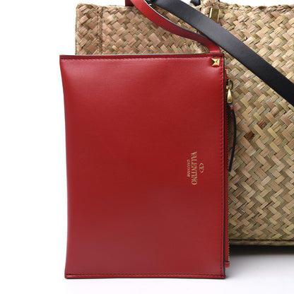 Valentino Garavani Raffia Medium Vlogo Escape Shopper Natural Black Rouge 9 of 11