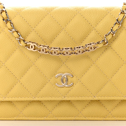 Chanel Caviar Quilted Tiny CC Wallet On Chain WOC Yellow 9 of 13