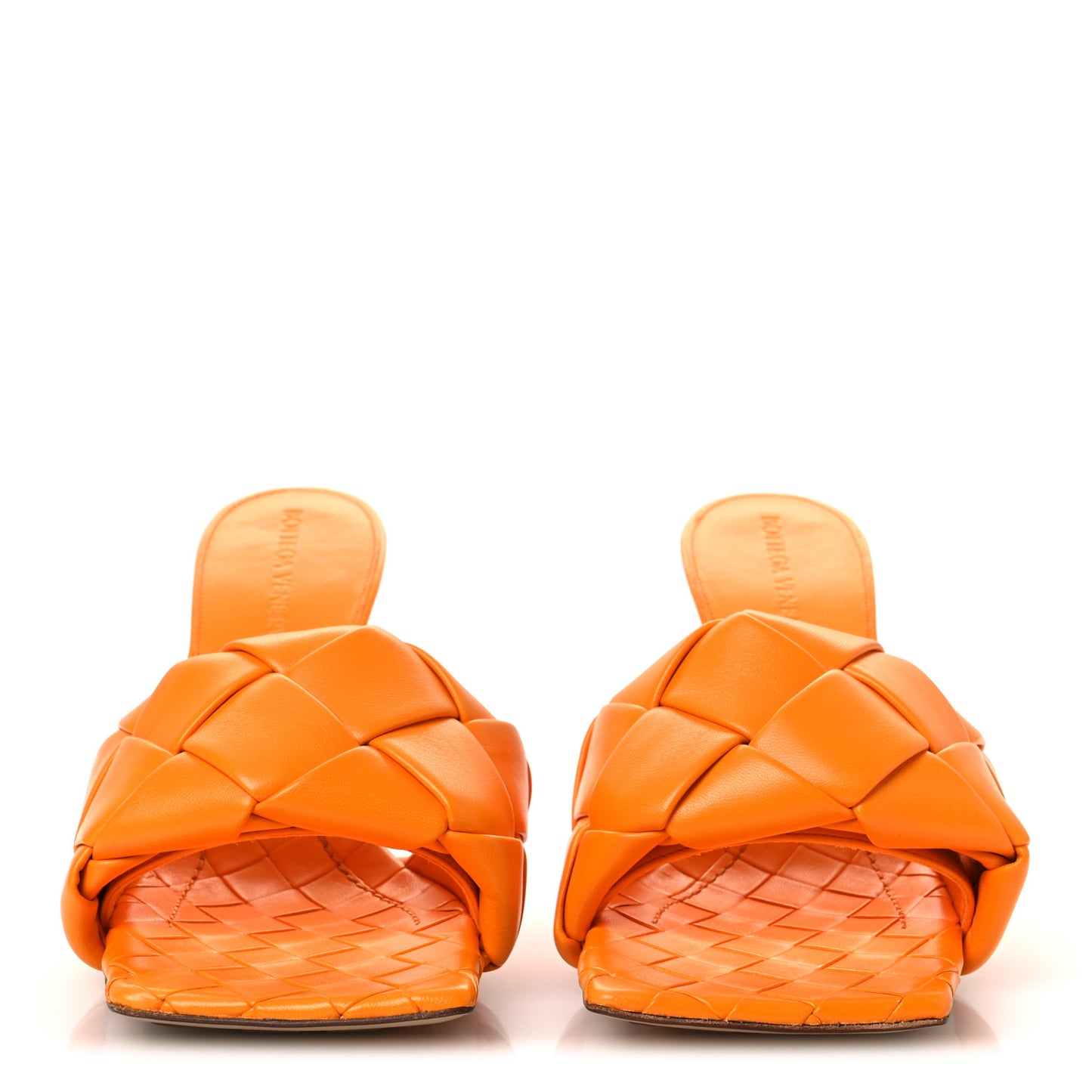 Nappa Maxi Intrecciato Lido 90mm Mule Sandals 38.5 Tangerine