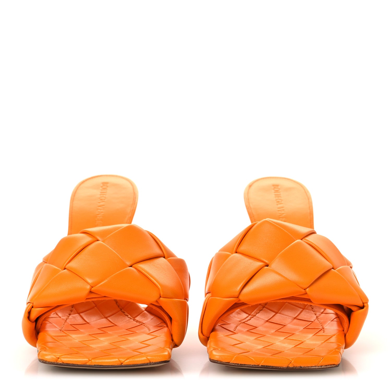 Bottega Veneta Nappa Maxi Intrecciato Lido 90mm Mule Sandals 38.5 Tangerine 3 of 11