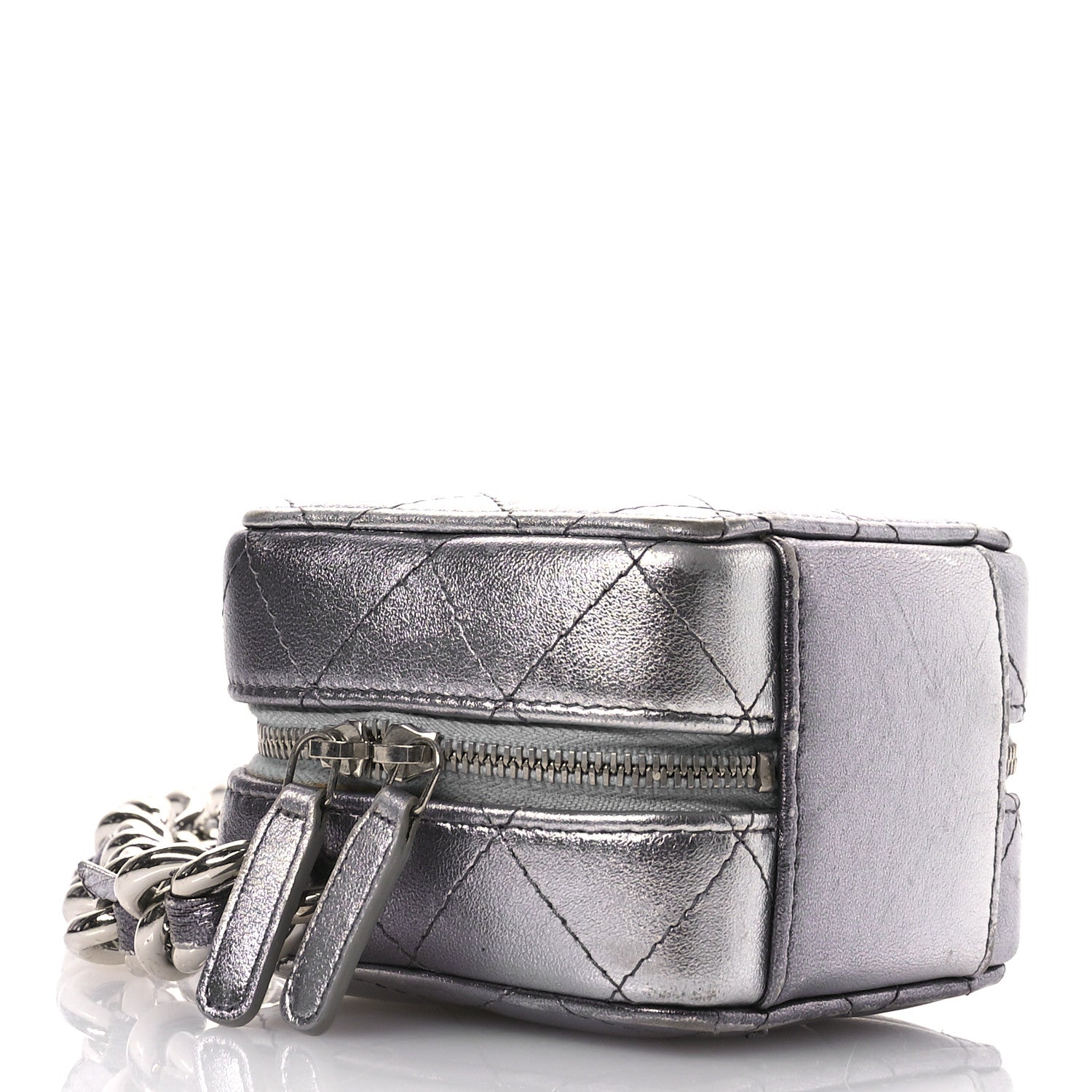 Chanel Gradient Metallic Lambskin Quilted Like A Wallet Clutch With Chain Silver Purple 4 of 10