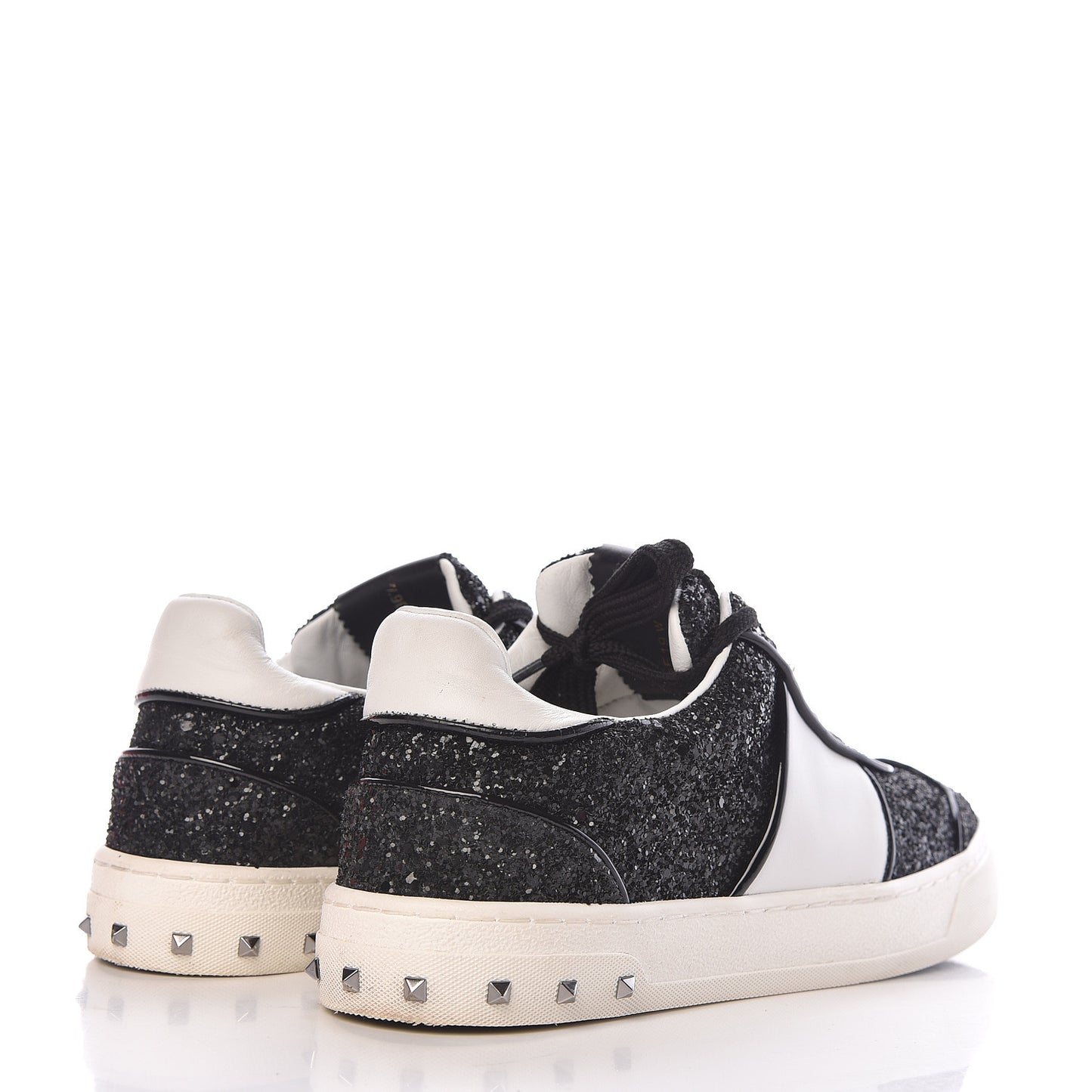 Calfskin Glitter Flycrew Sneakers 36.5 Black