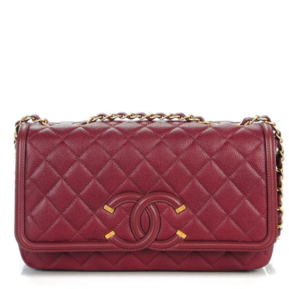 Chanel Caviar Quilted Medium CC Filigree Flap Burgundy 1 of 7