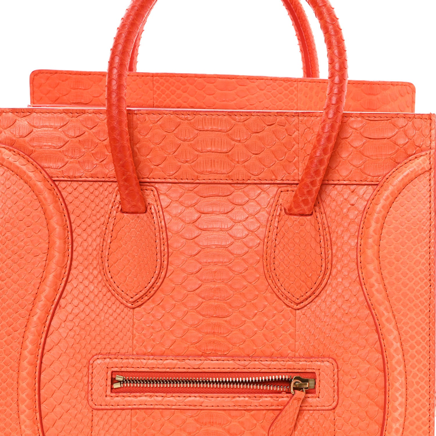 Celine Snakeskin Mini Luggage Orange 7 of 11