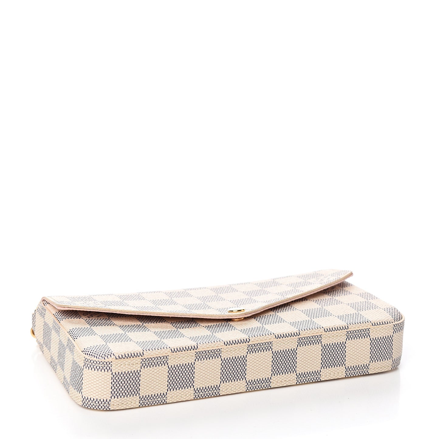 Damier Azur Pochette Felicie Chain Wallet Rose Ballerine
