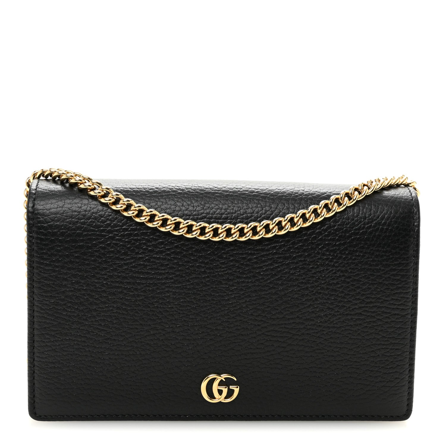 Gucci Calfskin Mini GG Marmont Chain Wallet Black 1 of 9