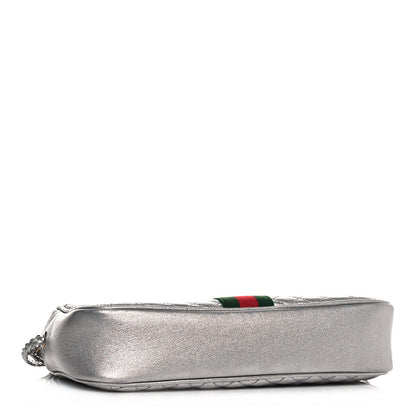 Gucci Laminated Nappa Web Trapuntata Small GG Shoulder Bag Argento 4 of 12