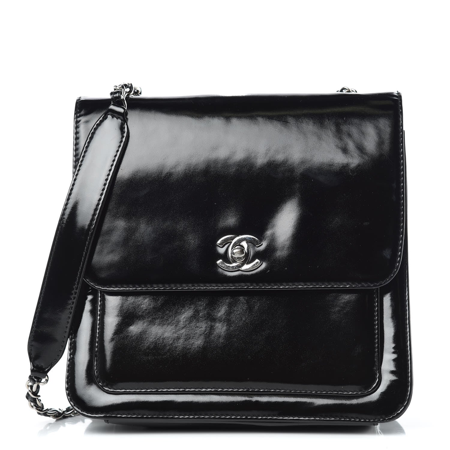 Chanel Glazed Calfskin Single Flap Black 1 of 15
