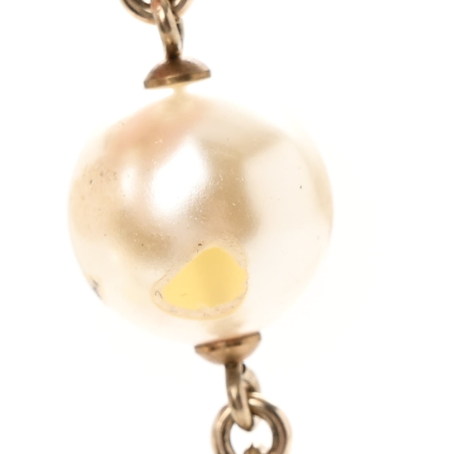 Chanel Pearl Crystal Camellia CC Long Necklace Gold 5 of 9