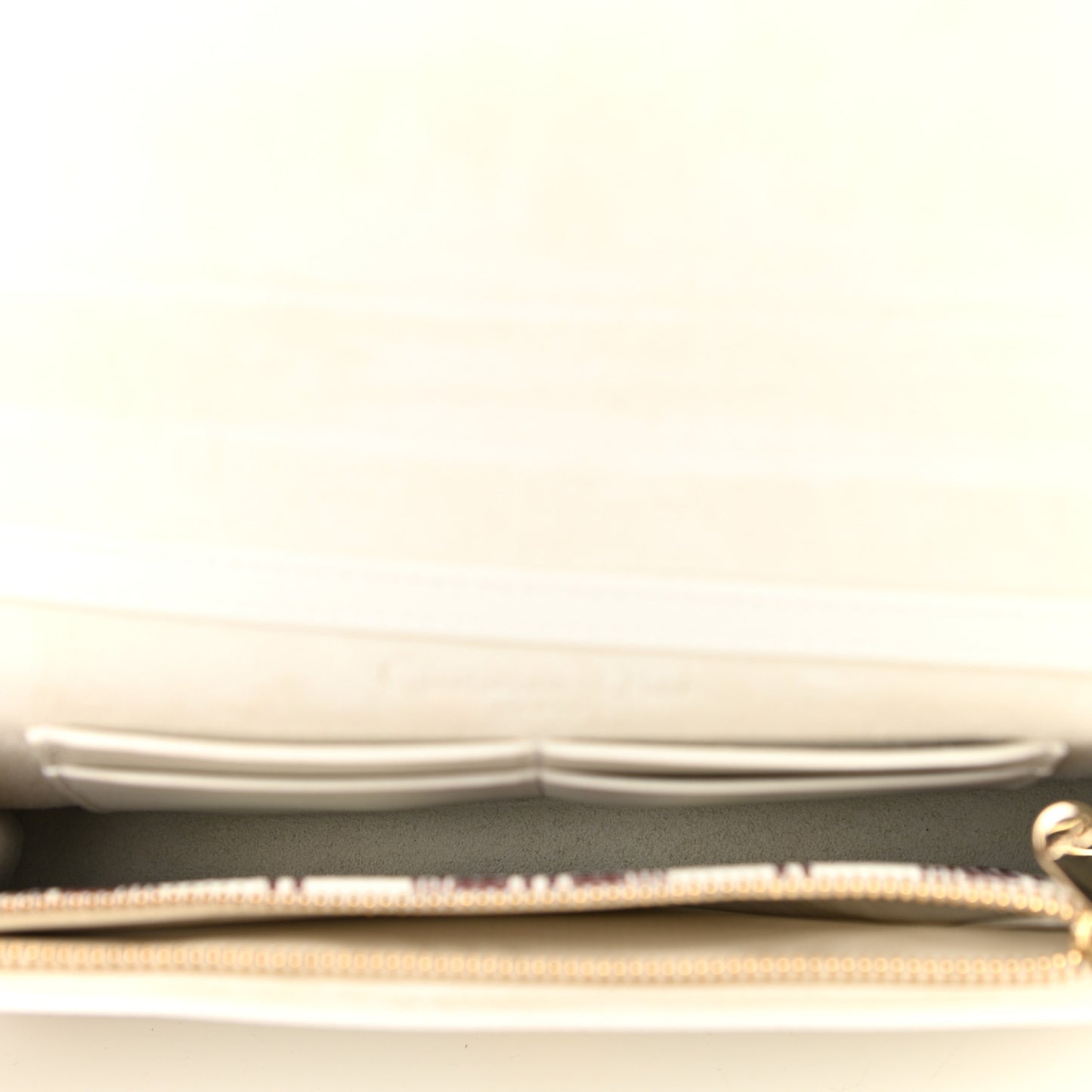 Calfskin Toile de Jouy Carnivora Wallet On Chain Pouch White
