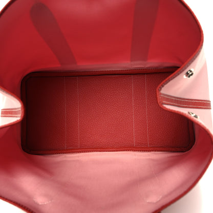 Hermes Toile Militaire Vache Country Garden Party Tote 36 MM Rose Sakura Rouge Duchesse 5 of 10