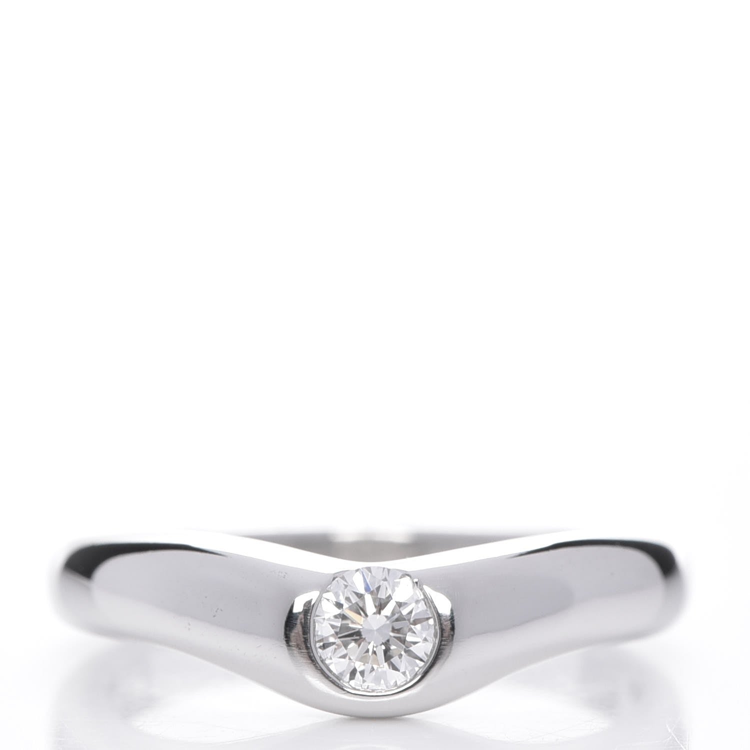 Tiffany Platinum Diamond Elsa Peretti Curved Band Ring 5.5 1 of 7