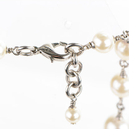 Chanel Crystal Pearl CC Long Necklace Silver 5 of 5