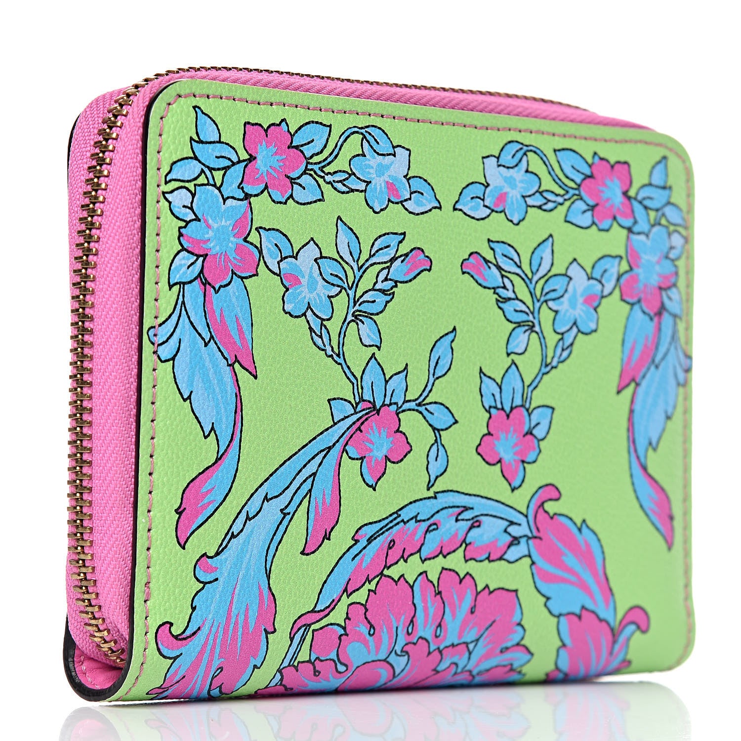 Versace Calfskin Voyage Barocco Print Zip Around Wallet Multicolor 3 of 7