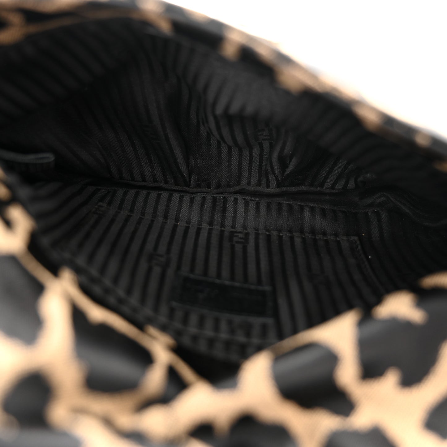 Jacquard Leopard Print Fendista Pouchette Crossbody Taupe Black