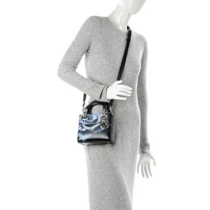 Christian Dior Deerskin Floral Printed Mini Lady Dior Black Blue 2 of 7