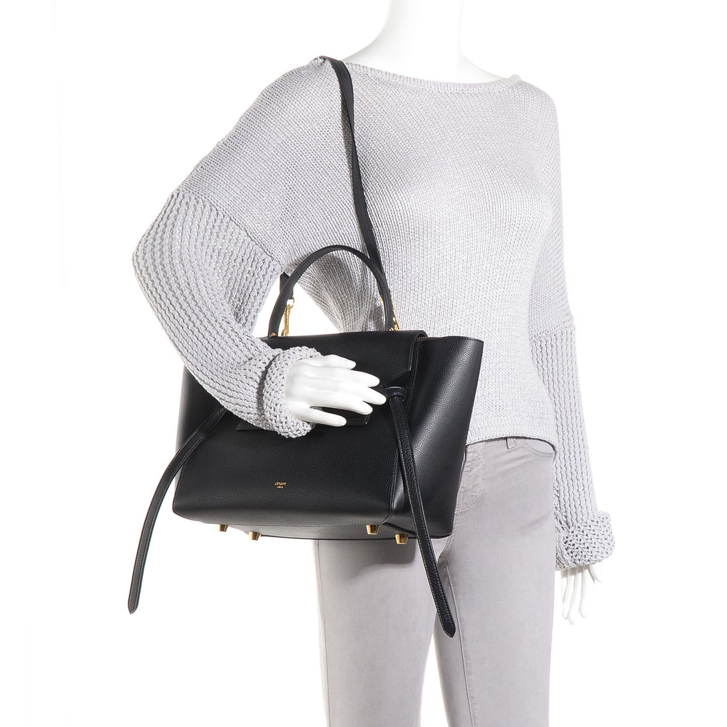 Drummed Calfskin Mini Belt Bag Black