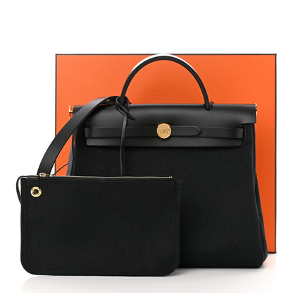 Hermes Military Toile Vache Hunter Herbag Zip PM 31 Black 12 of 12
