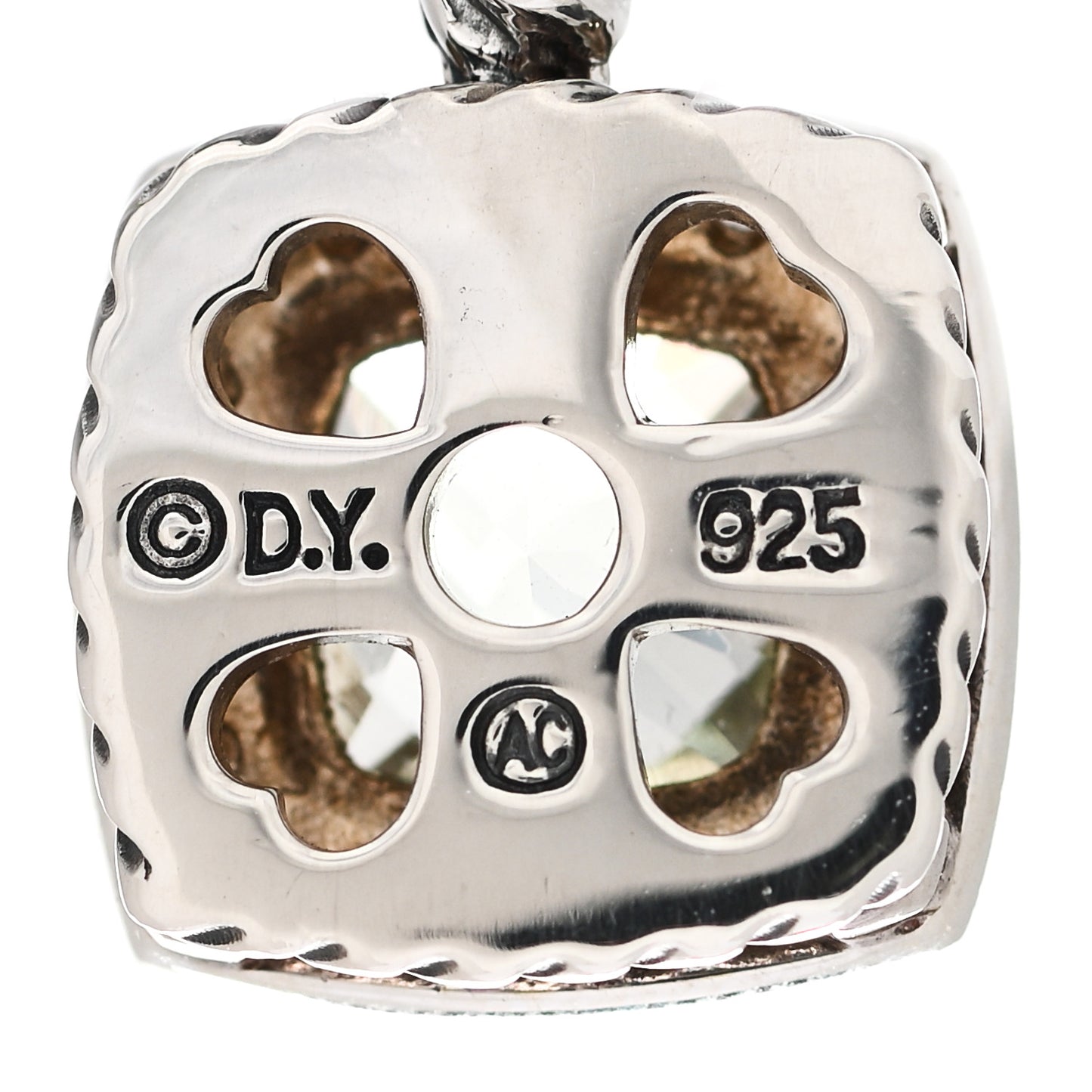Sterling Silver Diamond Prasiolite 7mm Petite Albion Pendant