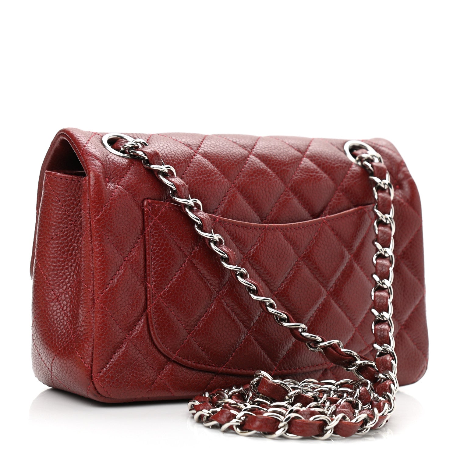 Chanel Caviar Quilted Mini Rectangular Flap Dark Red 3 of 10