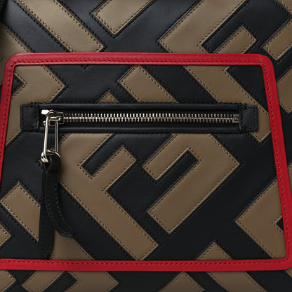 Fendi Vitello Century F is Fendi FF Diagonal Inlay Small Runaway Satchel Fango Black Fragola 6 of 9
